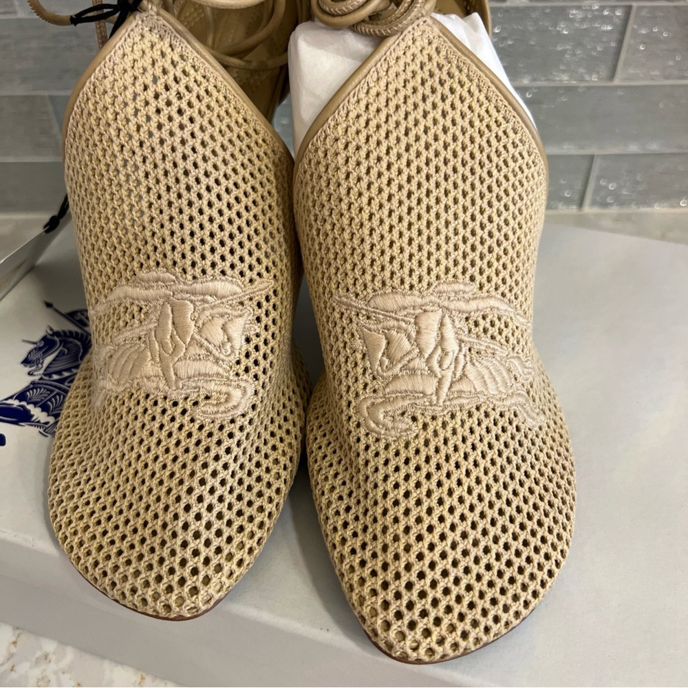 Burberry Mesh Tie Heel in the color Cord. Blue Glitter Soles. New in Box 39.5 - Picture 2 of 7